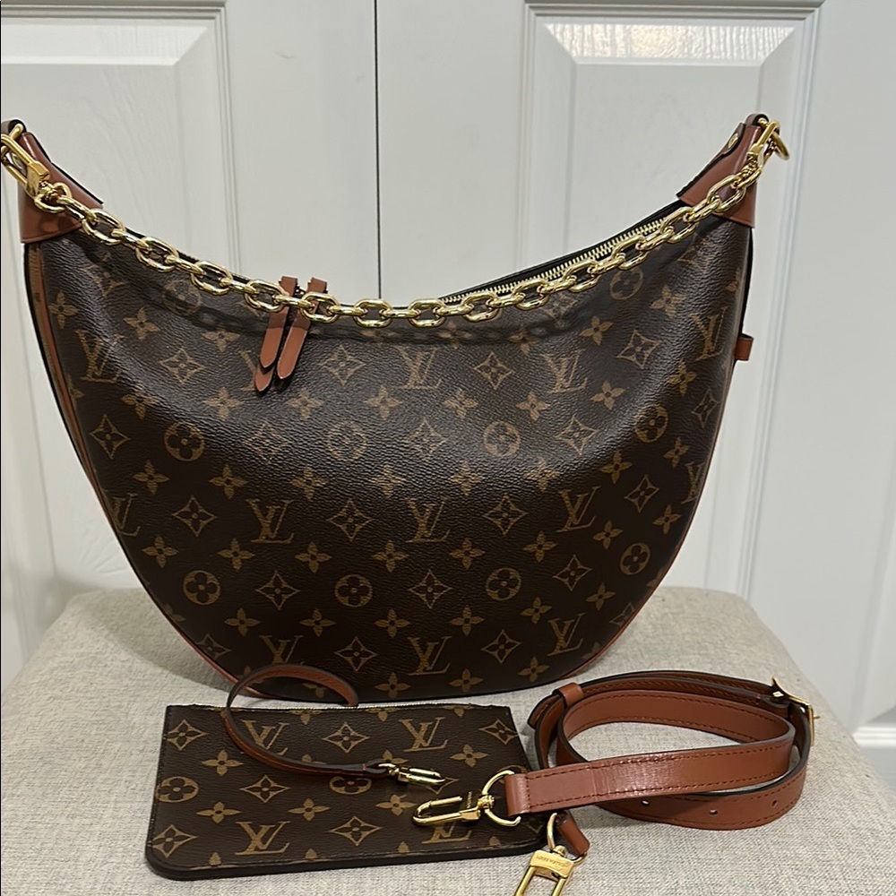 Louis Vuitton Monogram Hobo Loop Bag with Gold Hardware